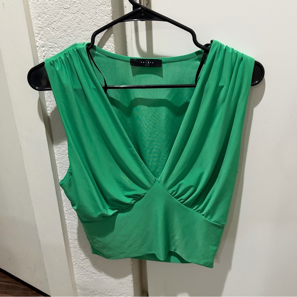 21 Saints Green V-Neck Crop Top